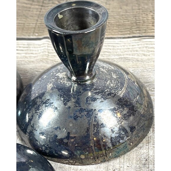 Oneida Silversmiths Silver Plated Art Deco MCM Candle Holders Set of 4 Vintage - Picture 9 of 13